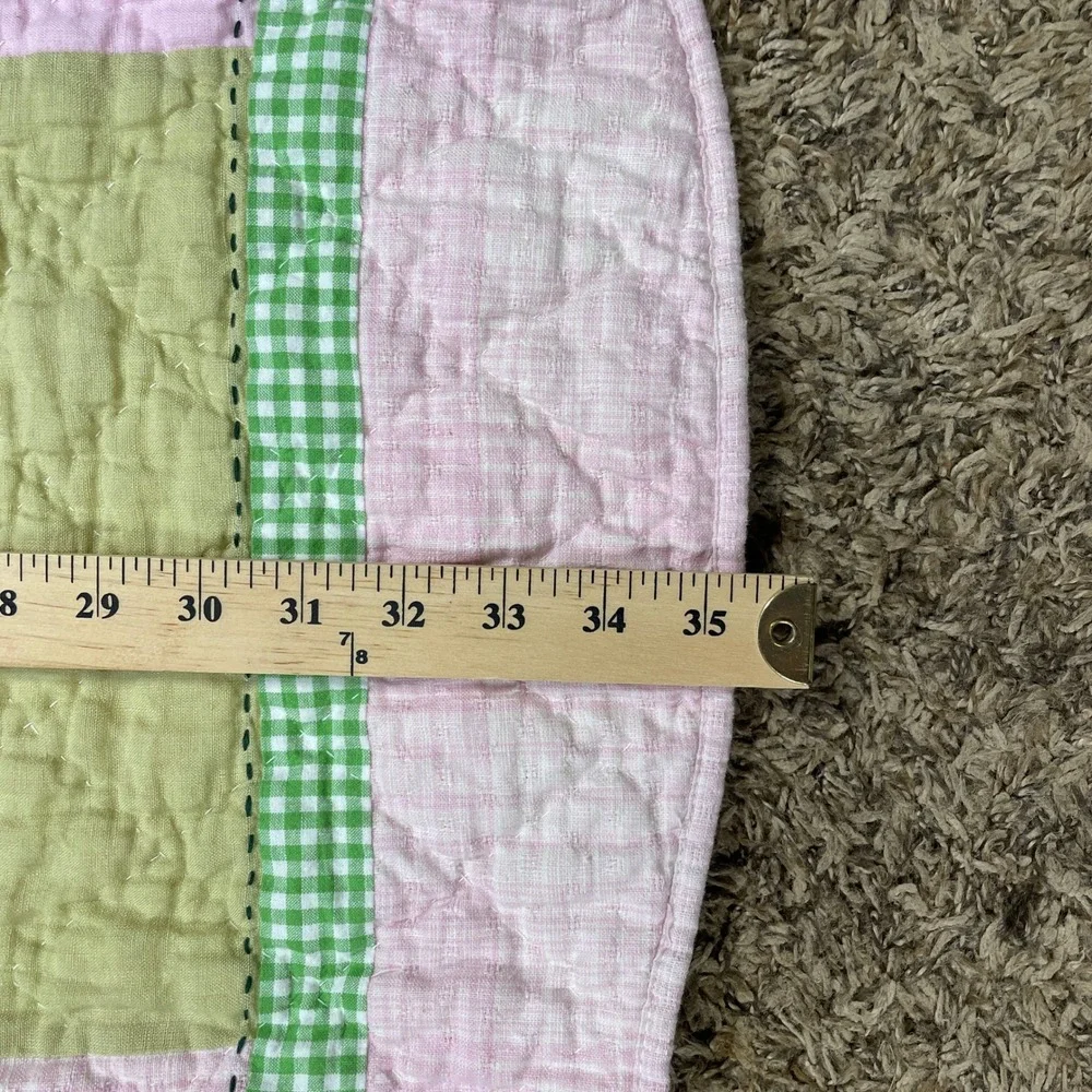 Baby Toddler Quilt Sheep Applique Pink Green Patchwork Gingham Nursery 50x35